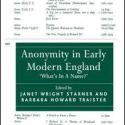 Anonymity in Early Modern England Anonymity in Early Modern England