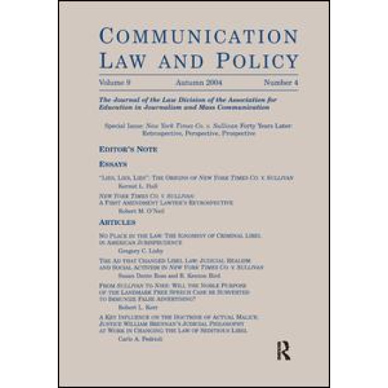 New York Times Co. v. Sullivan Forty Years Later New York Times Co. v. Sullivan Forty Years Later