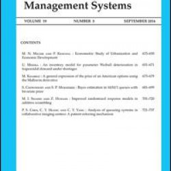 Journal of Statistics and Management Systems Journal of Statistics and Management Systems